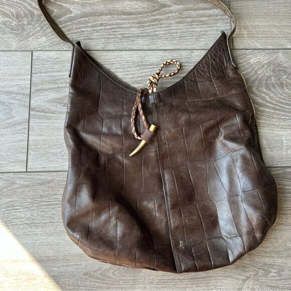 Misses Pick Croc Embossed Leather Shoulder Bag Made in Spain - Picture 5 of 16